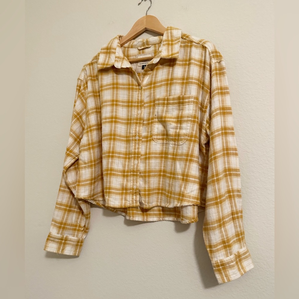 NWOT American Eagle Cropped Flannel Shirt - Picture 3 of 8